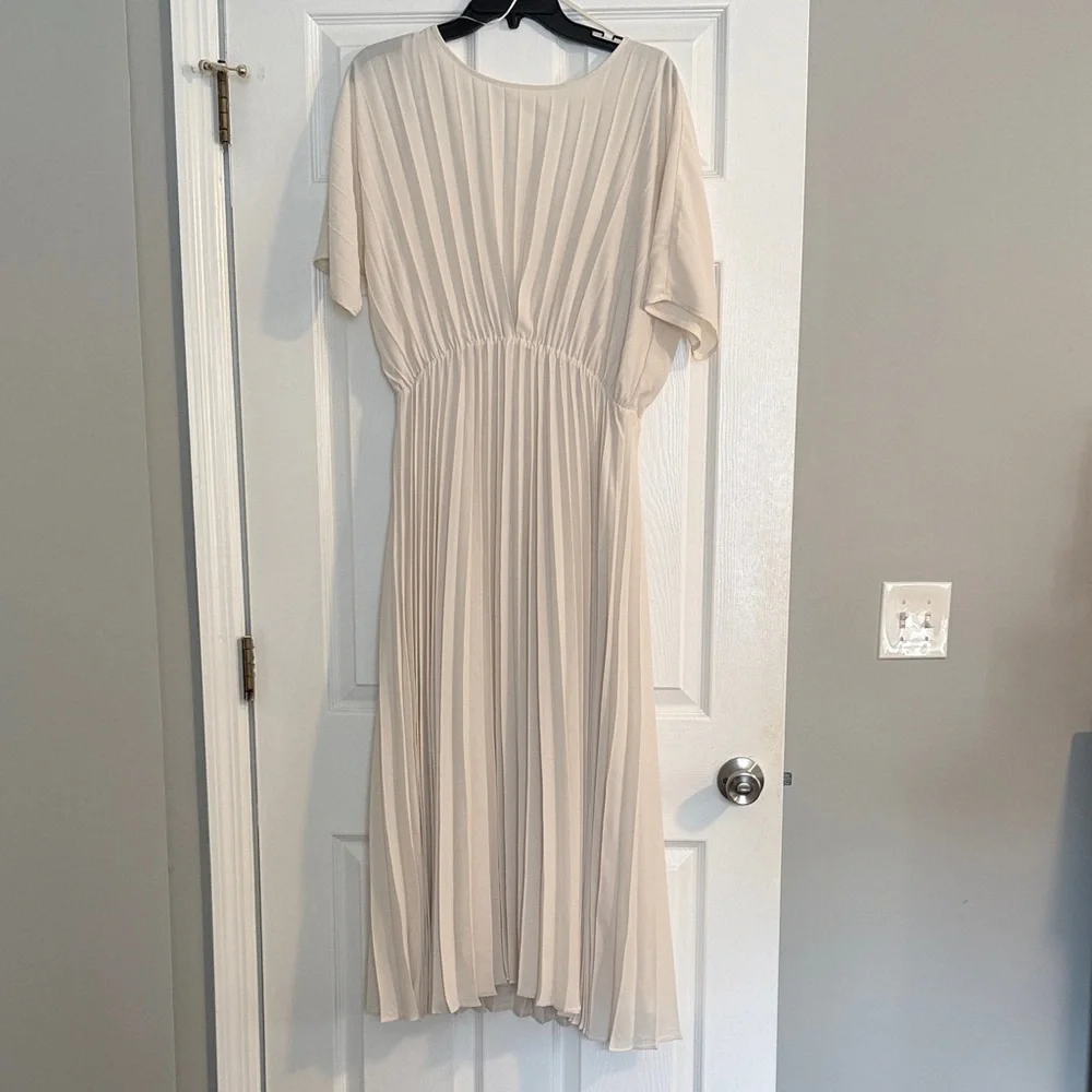 Elegant Cream Pleated Dress - Picture 2 of 5